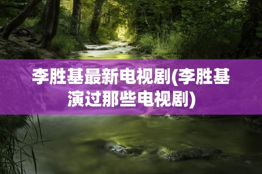李胜基最新电视剧(李胜基演过那些电视剧)