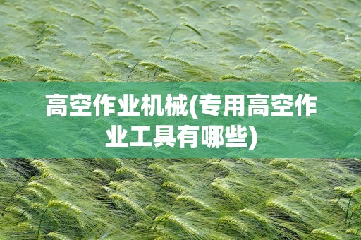 高空作业机械(专用高空作业工具有哪些)