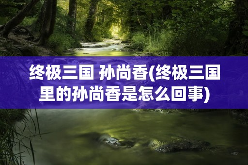 终极三国 孙尚香(终极三国里的孙尚香是怎么回事)