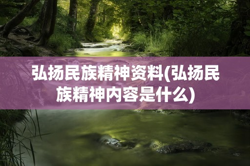 弘扬民族精神资料(弘扬民族精神内容是什么)