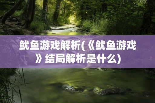 鱿鱼游戏解析(《鱿鱼游戏》结局解析是什么)