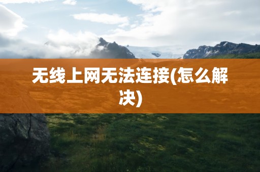 无线上网无法连接(怎么解决)