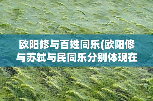 欧阳修与百姓同乐(欧阳修与苏轼与民同乐分别体现在什么)