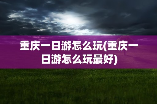 重庆一日游怎么玩(重庆一日游怎么玩最好)
