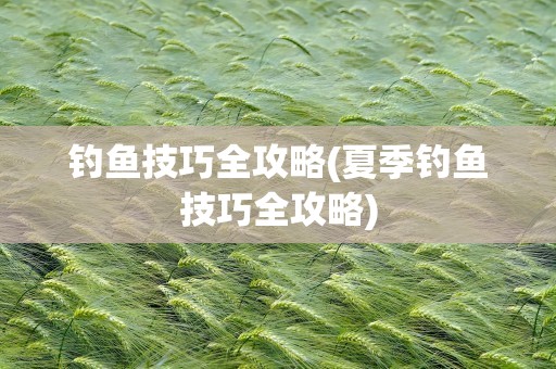 钓鱼技巧全攻略(夏季钓鱼技巧全攻略)