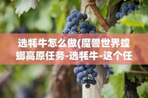 选牦牛怎么做(魔兽世界螳螂高原任务-选牦牛-这个任务怎么做)