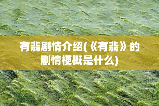 有翡剧情介绍(《有翡》的剧情梗概是什么)
