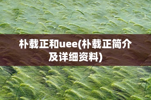 朴载正和uee(朴载正简介及详细资料)
