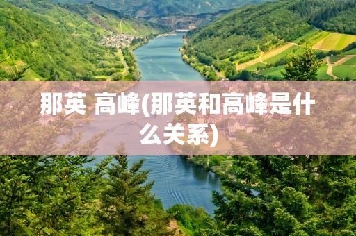 那英 高峰(那英和高峰是什么关系)