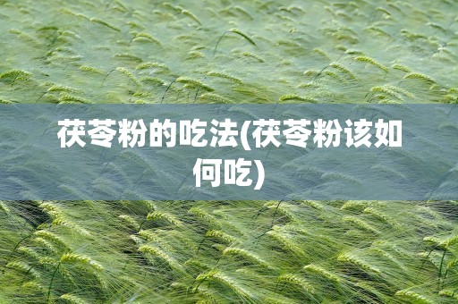 茯苓粉的吃法(茯苓粉该如何吃)