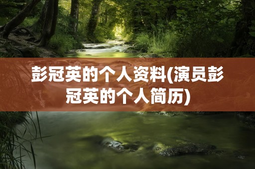 彭冠英的个人资料(演员彭冠英的个人简历)