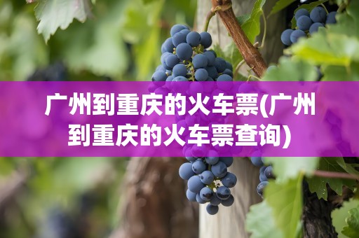广州到重庆的火车票(广州到重庆的火车票查询)