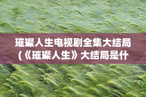 璀璨人生电视剧全集大结局(《璀璨人生》大结局是什么)