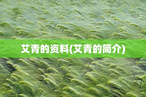 艾青的资料(艾青的简介)