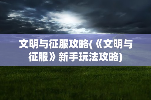 文明与征服攻略(《文明与征服》新手玩法攻略)