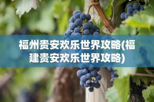 福州贵安欢乐世界攻略(福建贵安欢乐世界攻略)