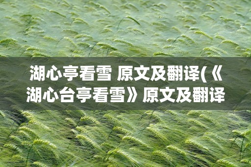 湖心亭看雪 原文及翻译(《湖心台亭看雪》原文及翻译)