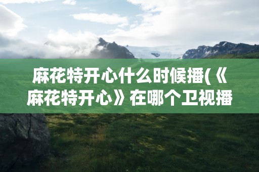 麻花特开心什么时候播(《麻花特开心》在哪个卫视播出)
