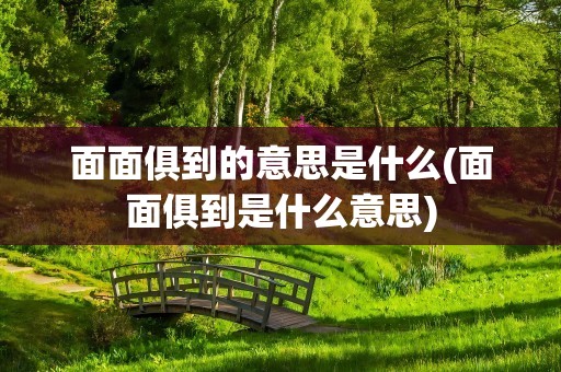 面面俱到的意思是什么(面面俱到是什么意思)