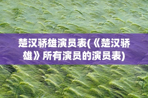 楚汉骄雄演员表(《楚汉骄雄》所有演员的演员表)