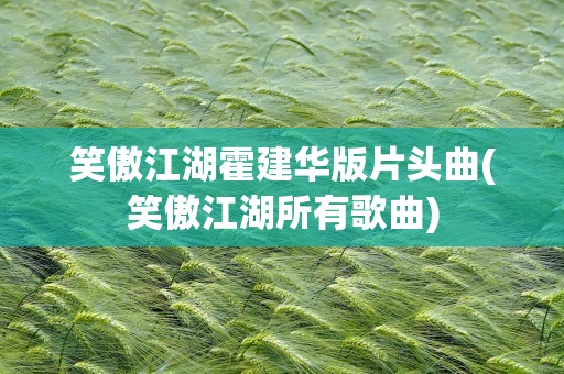 笑傲江湖霍建华版片头曲(笑傲江湖所有歌曲)