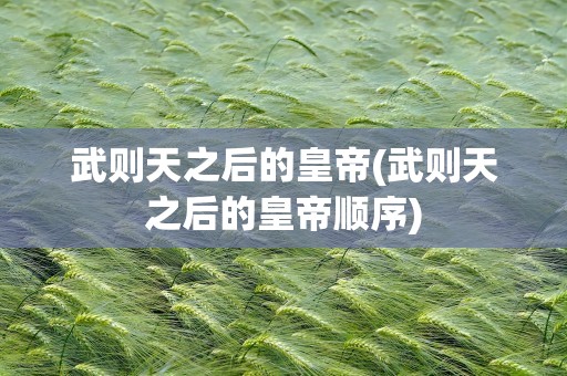 武则天之后的皇帝(武则天之后的皇帝顺序)