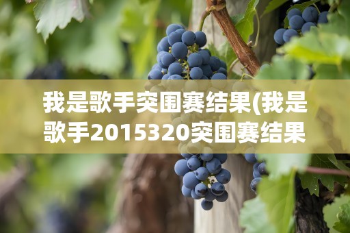 我是歌手突围赛结果(我是歌手2015320突围赛结果)