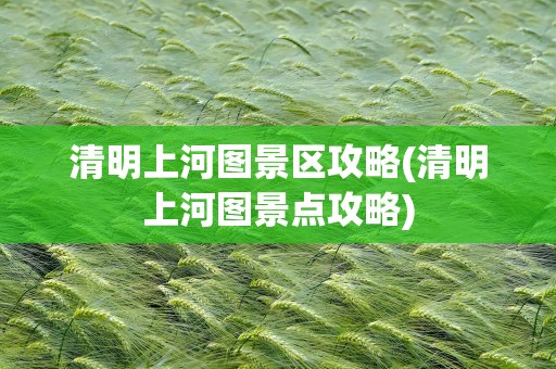 清明上河图景区攻略(清明上河图景点攻略)