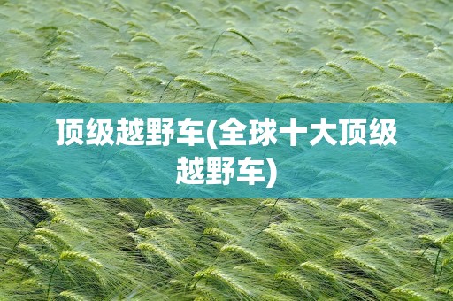 顶级越野车(全球十大顶级越野车)