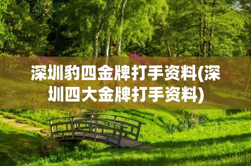 深圳豹四金牌打手资料(深圳四大金牌打手资料)