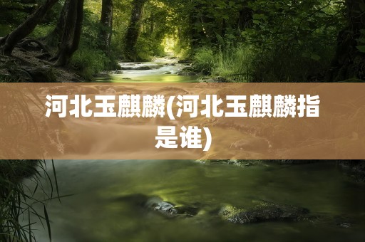 河北玉麒麟(河北玉麒麟指是谁)