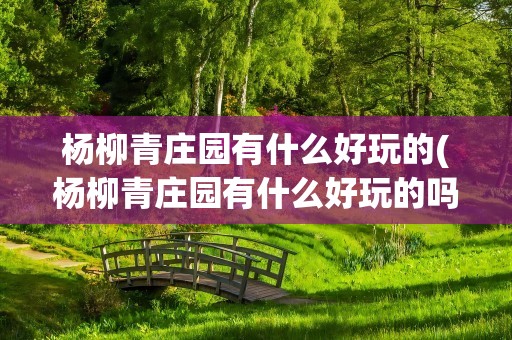 杨柳青庄园有什么好玩的(杨柳青庄园有什么好玩的吗)