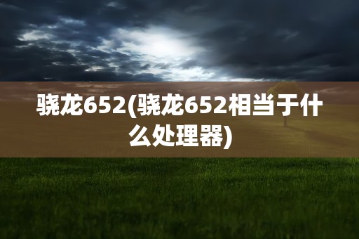 骁龙652(骁龙652相当于什么处理器)
