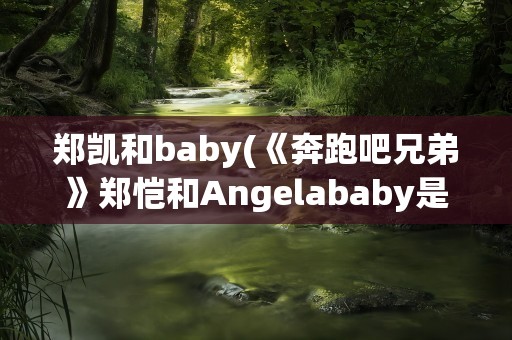 郑凯和baby(《奔跑吧兄弟》郑恺和Angelababy是情侣关系吗)