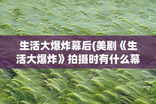 生活大爆炸幕后(美剧《生活大爆炸》拍摄时有什么幕后故事吗)