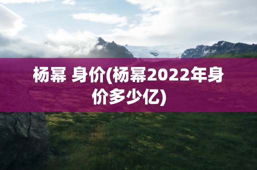 杨幂 身价(杨幂2022年身价多少亿)