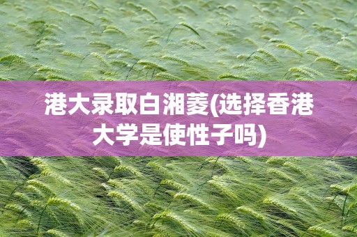 港大录取白湘菱(选择香港大学是使性子吗)