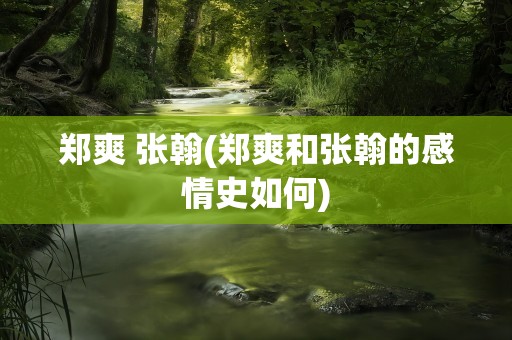 郑爽 张翰(郑爽和张翰的感情史如何)