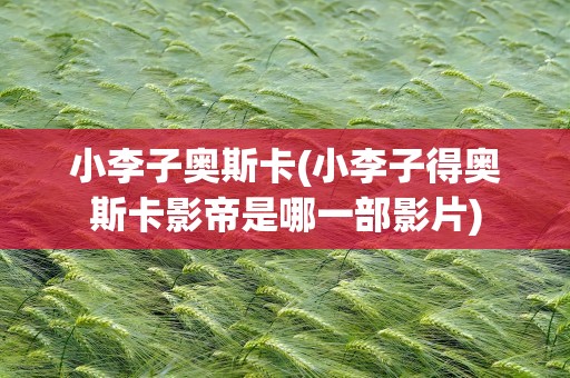 小李子奥斯卡(小李子得奥斯卡影帝是哪一部影片)