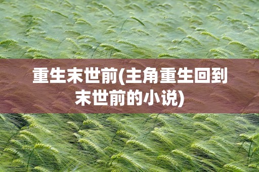 重生末世前(主角重生回到末世前的小说)