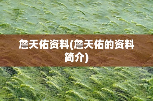 詹天佑资料(詹天佑的资料简介)