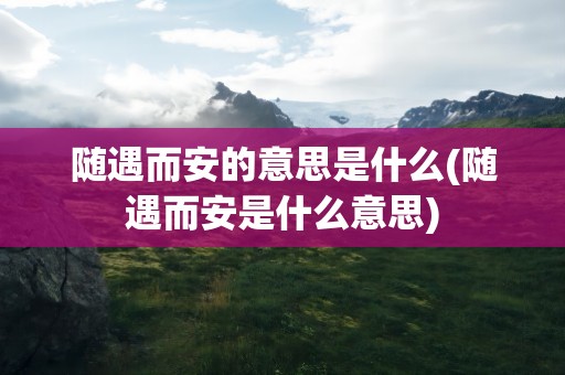随遇而安的意思是什么(随遇而安是什么意思)