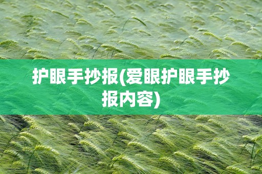护眼手抄报(爱眼护眼手抄报内容)