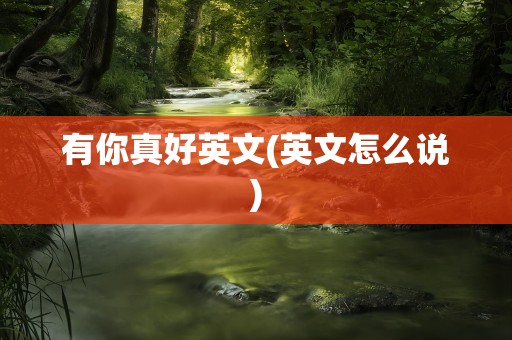 有你真好英文(英文怎么说)