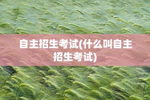 自主招生考试(什么叫自主招生考试)