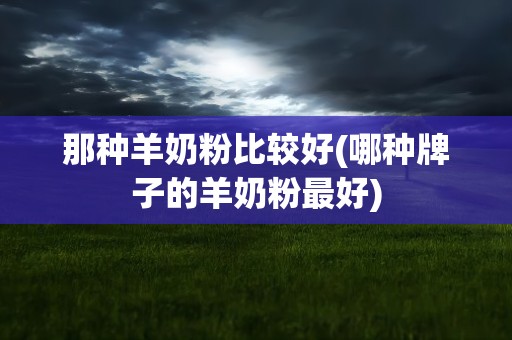 那种羊奶粉比较好(哪种牌子的羊奶粉最好)