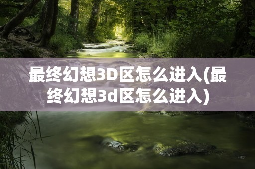 最终幻想3D区怎么进入(最终幻想3d区怎么进入)