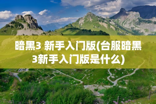 暗黑3 新手入门版(台服暗黑3新手入门版是什么)