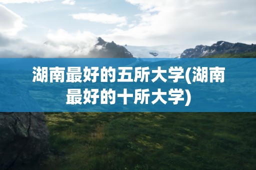 湖南最好的五所大学(湖南最好的十所大学)