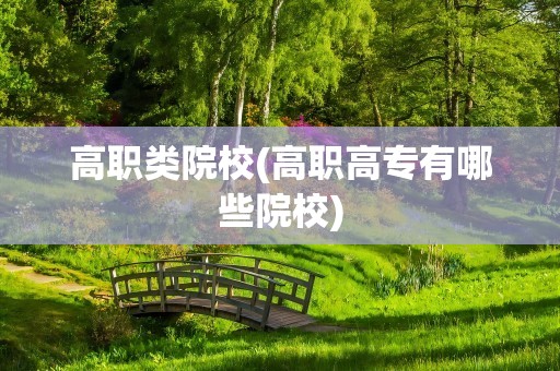 高职类院校(高职高专有哪些院校)